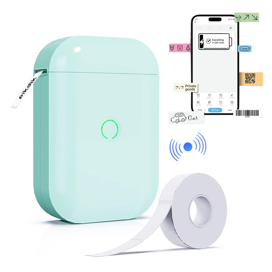 Wireless Bluetooth Label Maker Machine with Label Tape - Green
