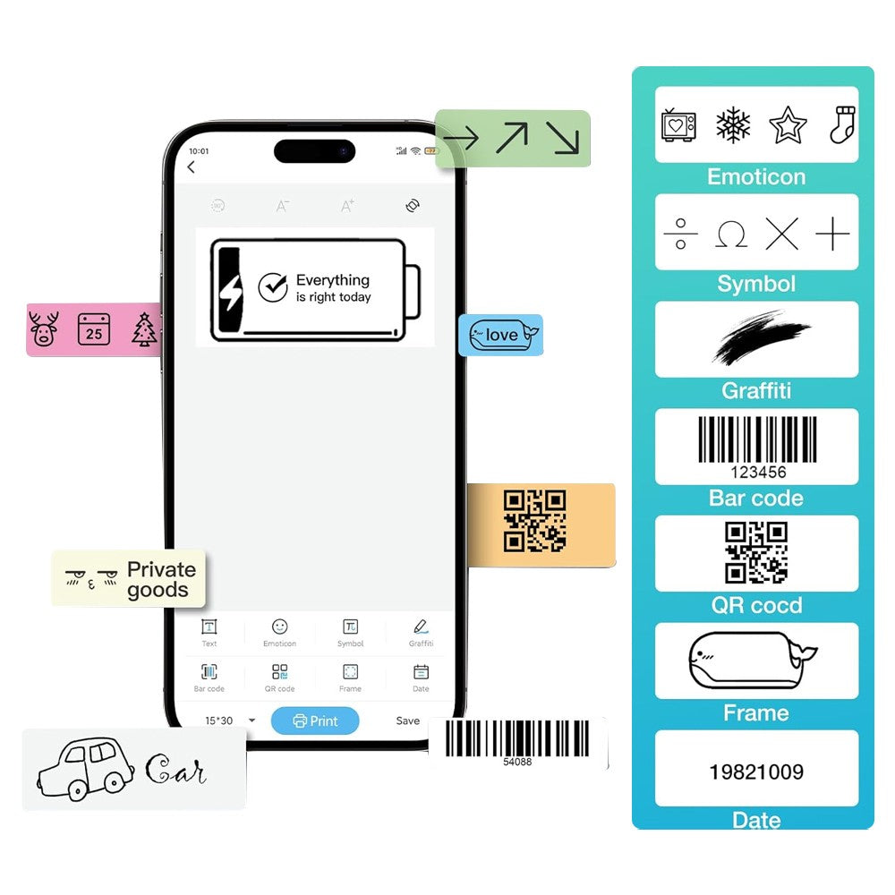 Wireless Bluetooth Label Maker Machine with Label Tape - Pink