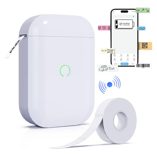 Wireless Bluetooth Label Maker Machine with Label Tape - White