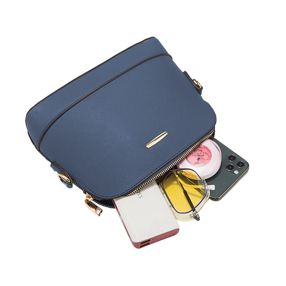 4-Piece Womens Purses and Handbags Set Tote Bag Shoulder Bag Card Holder - Blue