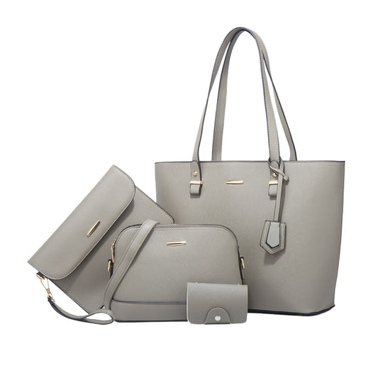4Pcs Women Purses and Handbags Set Tote Bag Shoulder Bag Satchel Handbag Card Holder Wallet Grey
