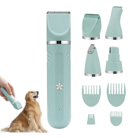 4-in-1 Dog Hair Clipper Dog Paw Trimmer Dog Grooming Kit - Green