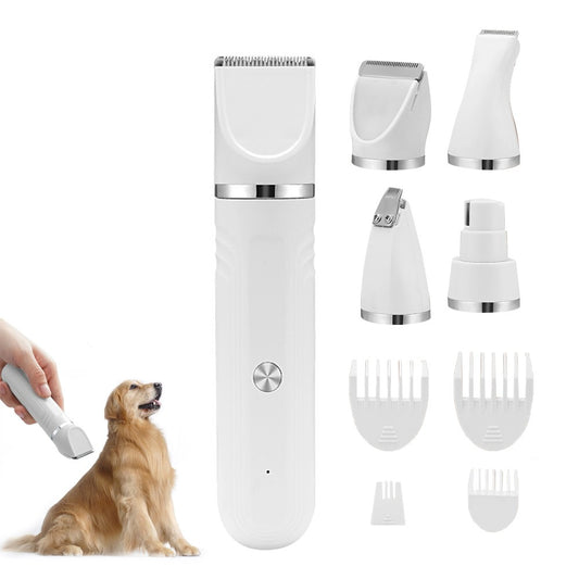 4-in-1 Dog Hair Clipper Dog Paw Trimmer Dog Grooming Kit - White