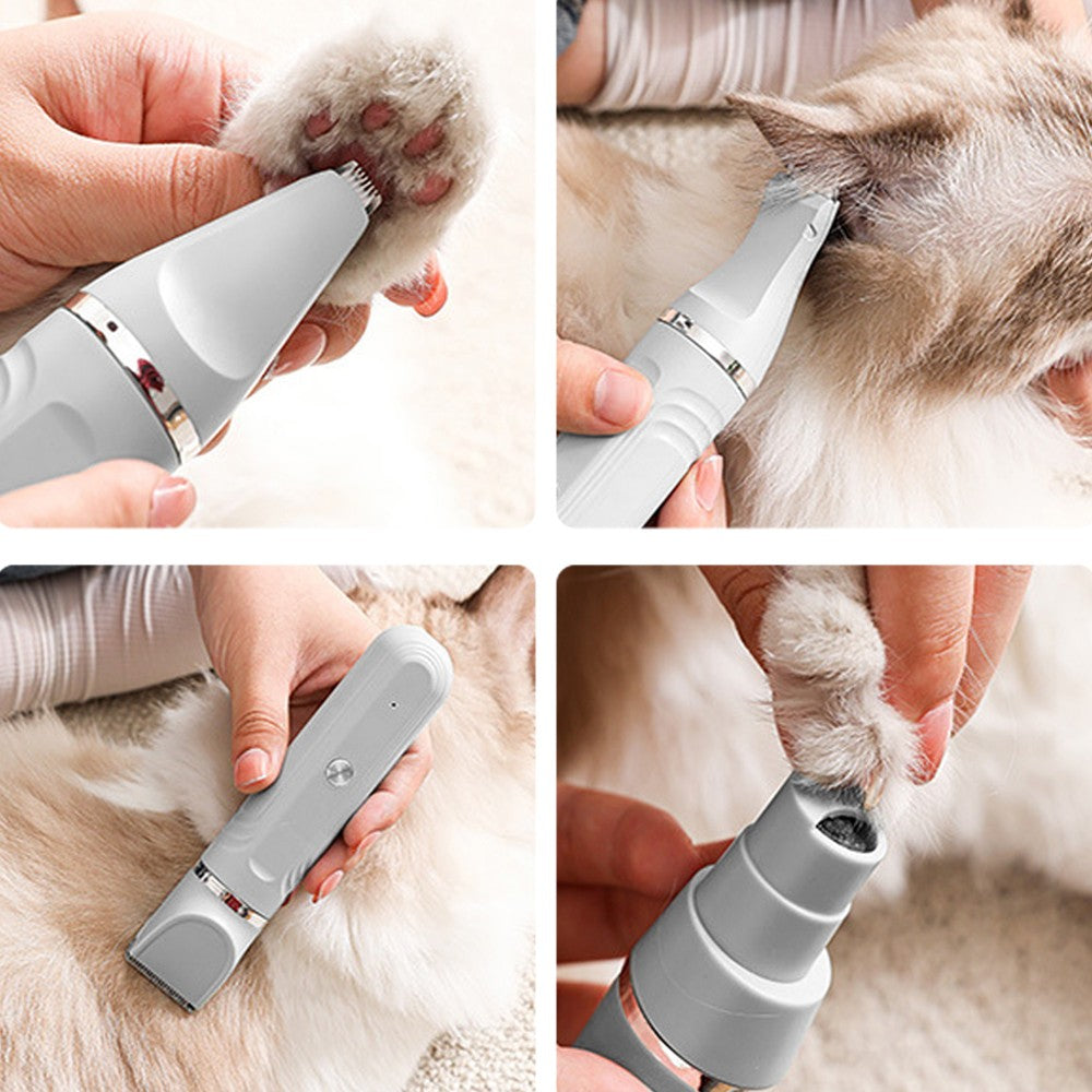 4-in-1 Dog Hair Clipper Dog Paw Trimmer Dog Grooming Kit - White