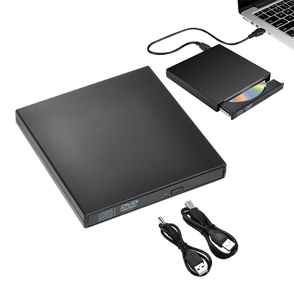 USB 2.0 External CD DVD Drive Portable External CD-RW Burner Player - Black
