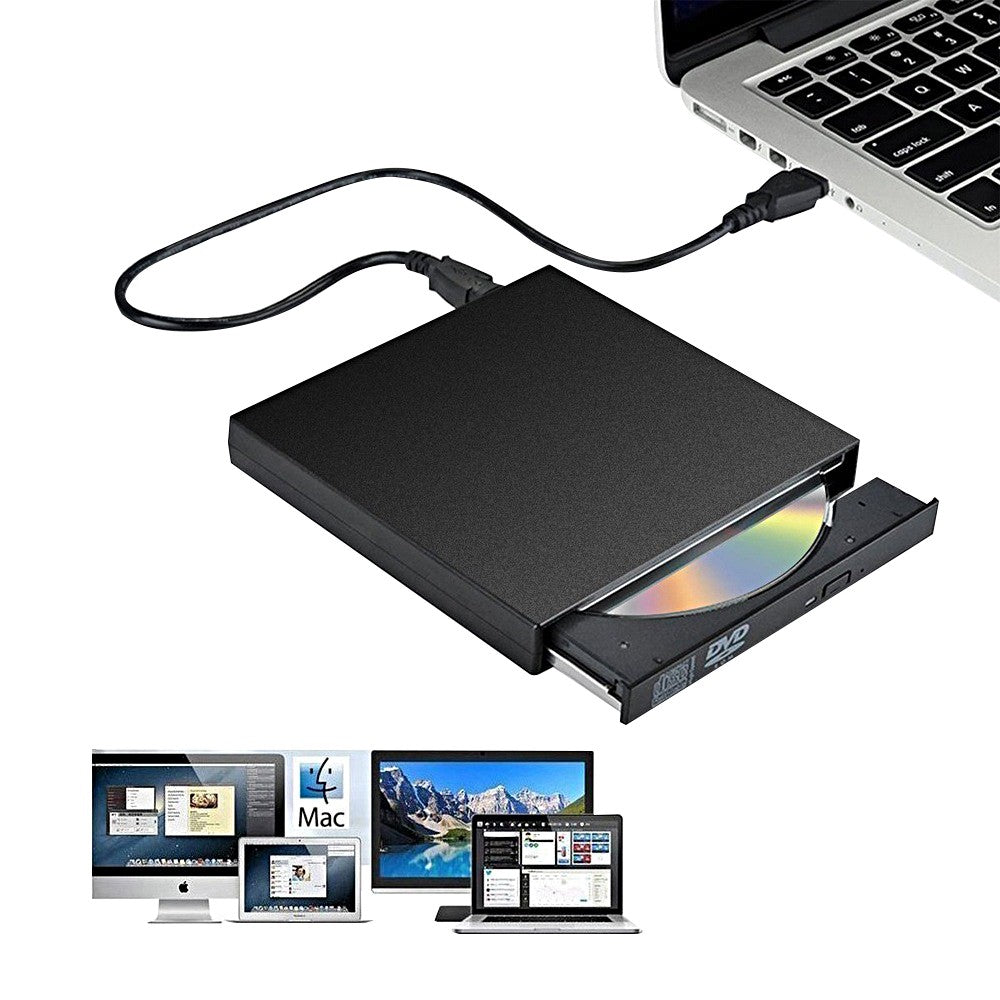 USB 2.0 External CD DVD Drive Portable External CD-RW Burner Player - Black
