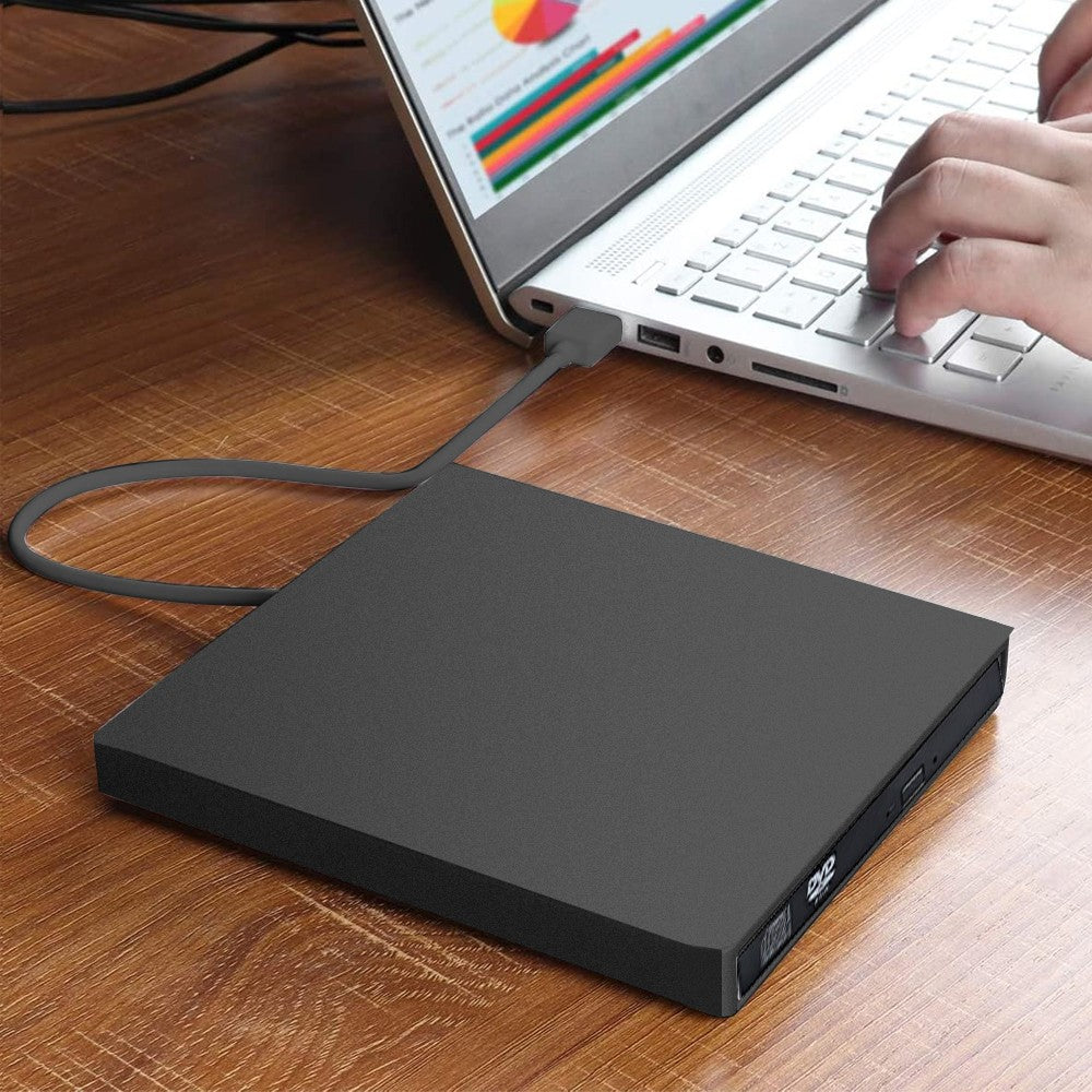 USB 2.0 External CD DVD Drive Portable External CD-RW Burner Player - Black