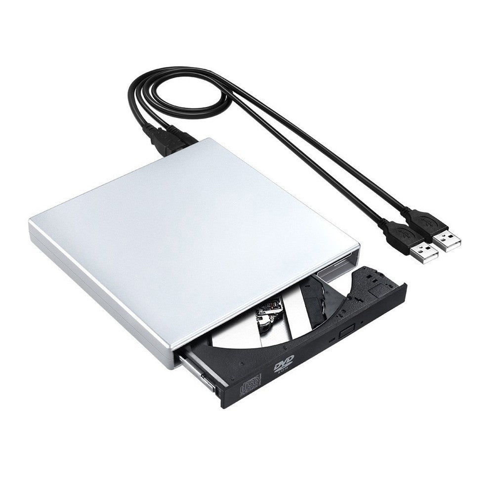 USB 2.0 External CD DVD Drive Portable External CD-RW Burner Player - Silver