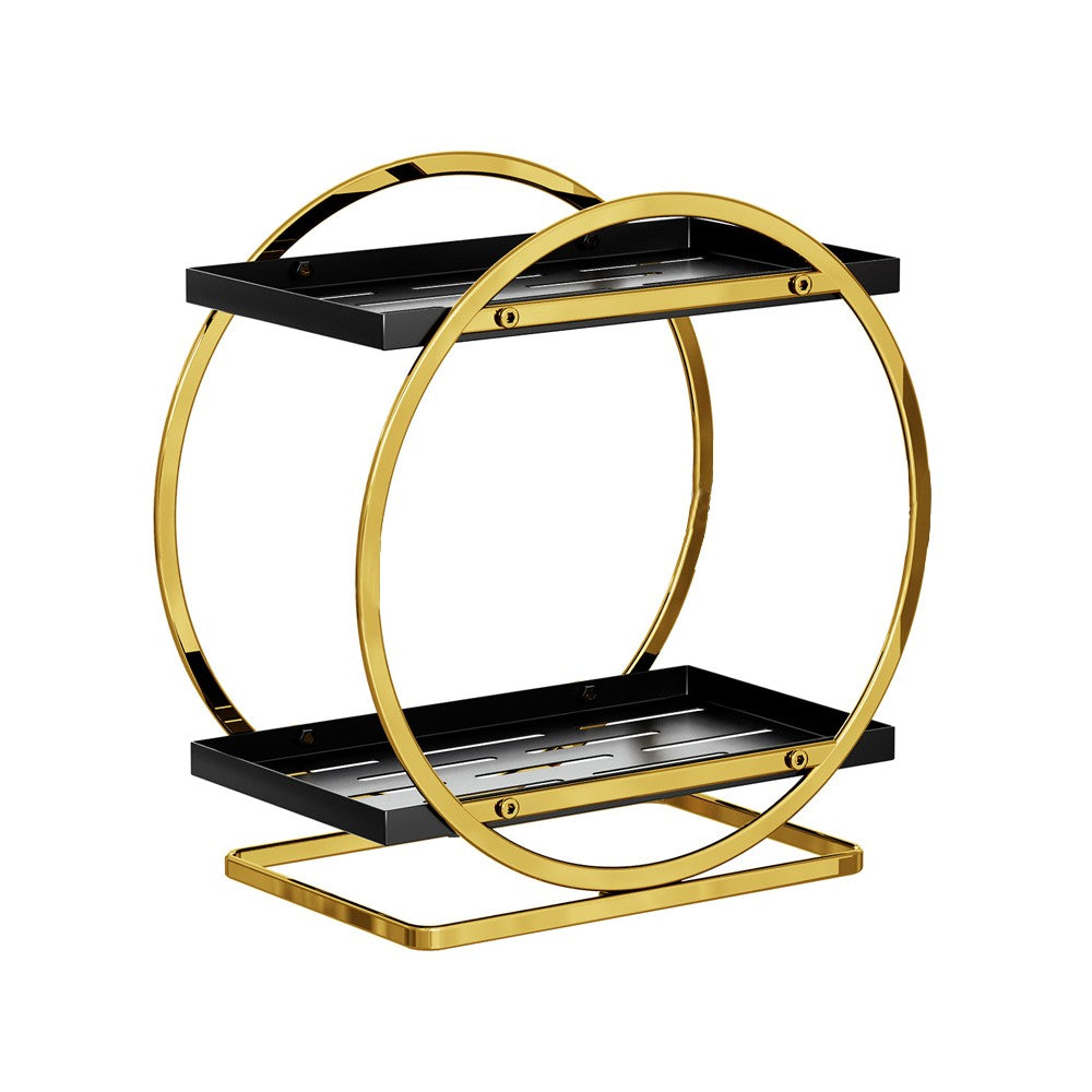 2-Tier Metal Makeup Organizer Vanity Bathroom Countertop Storage Rack - Gold
