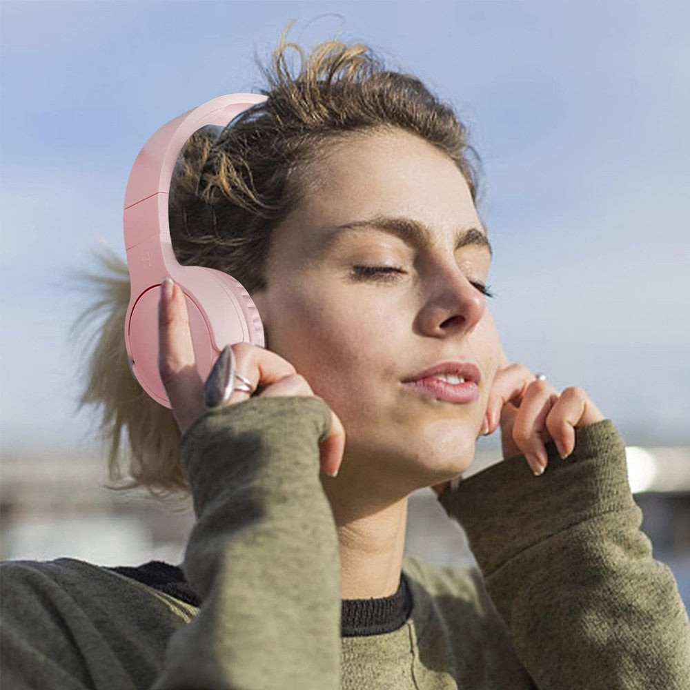 Bluetooth 5.0 Headphones Wireless Over Ear Headset Stereo Headset - Pink