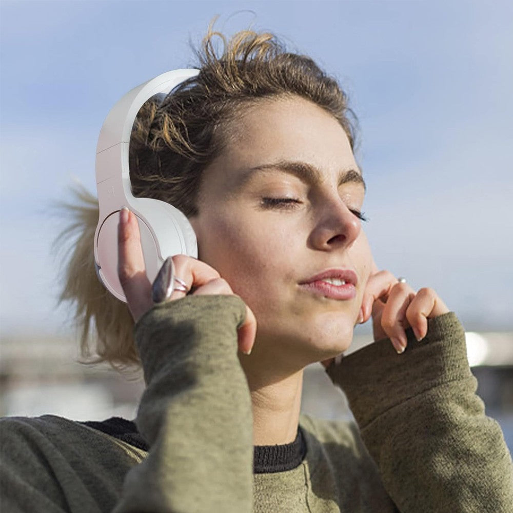 Bluetooth 5.0 Headphones Wireless Over Ear Headset Stereo Headset - White