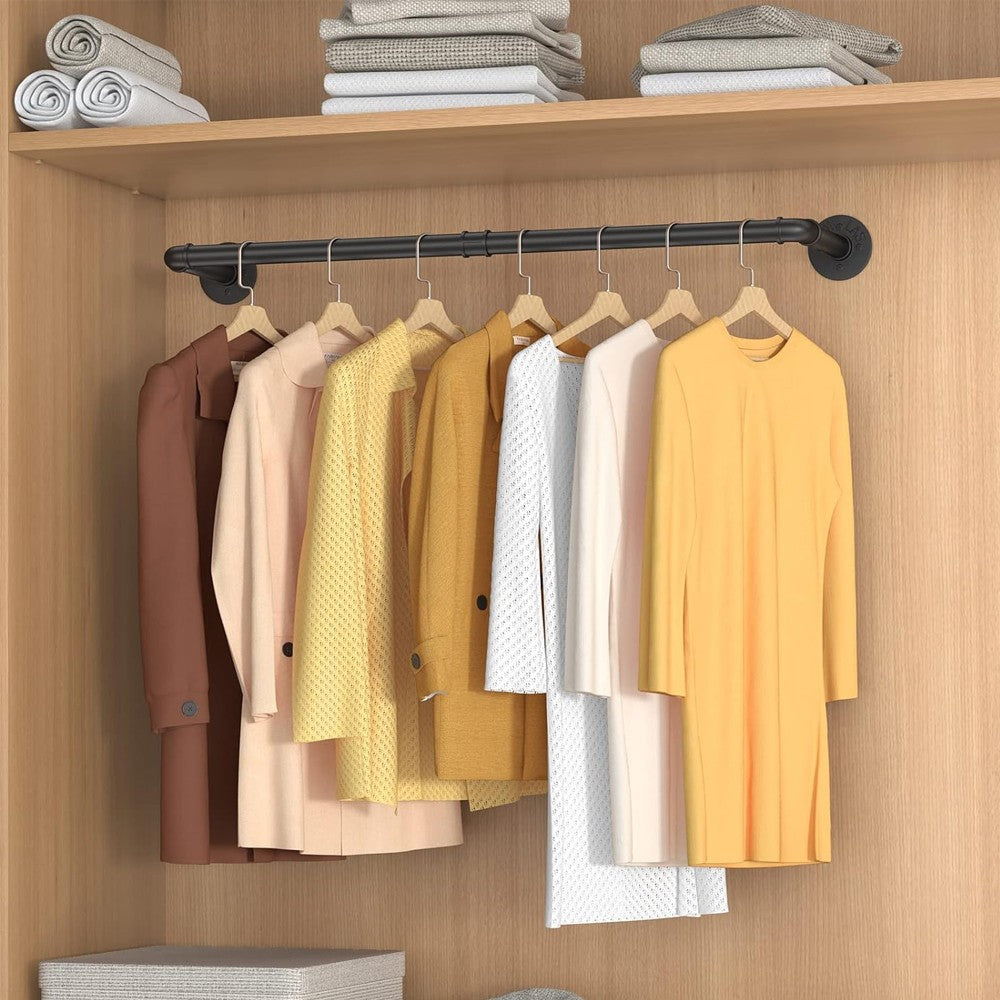 2Pcs Wall Mounted Clothing Rack Wardrobe Garment Rack Multi Purpose Hanging Rod