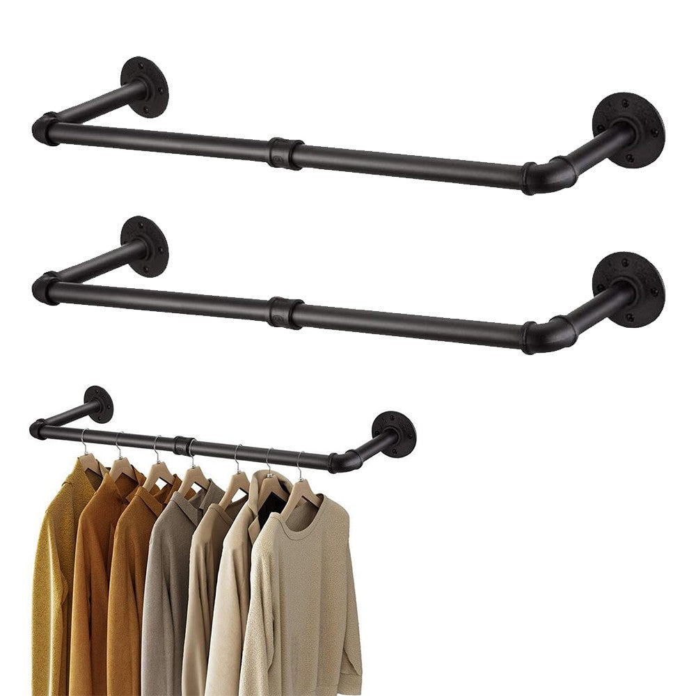 2Pcs Wall Mounted Clothing Rack Wardrobe Garment Rack Multi Purpose Hanging Rod