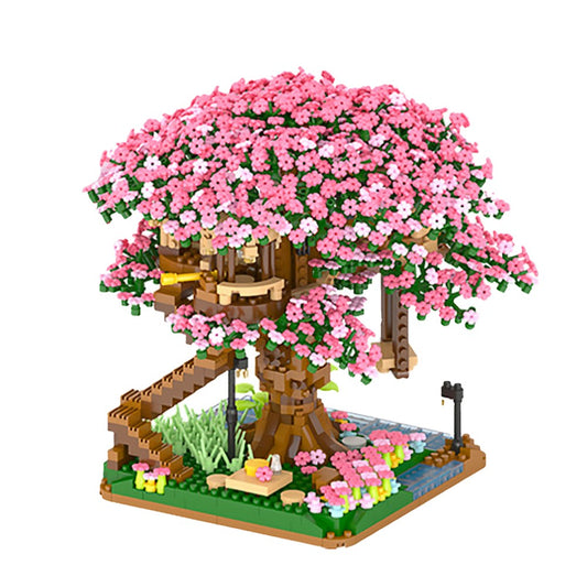 Cherry Blossom Tree Building Block Set STEM Flower House Building Block Playset