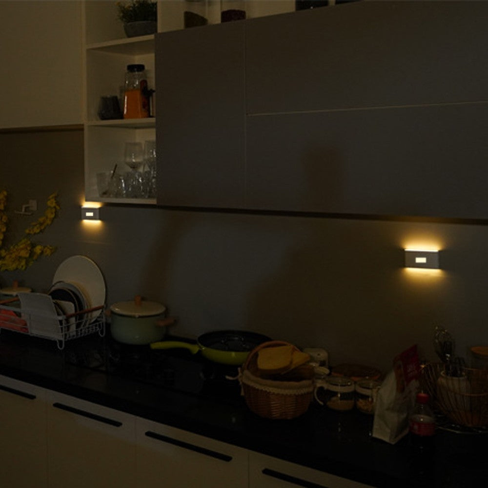 2Pcs LED Motion Sensor Night Light USB Rechargeable Sensor Wall Light