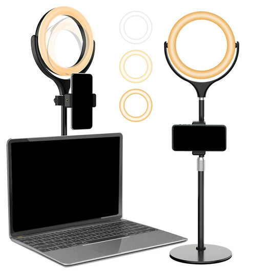 Desk Ring Light with Stand and Phone Holder for Live Streaming / Makeup - Black
