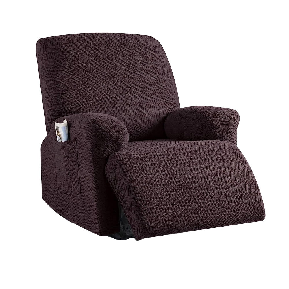 Stretch Recliner Chair Cover Jacquard Sofa Cover Slipcover - Coffee