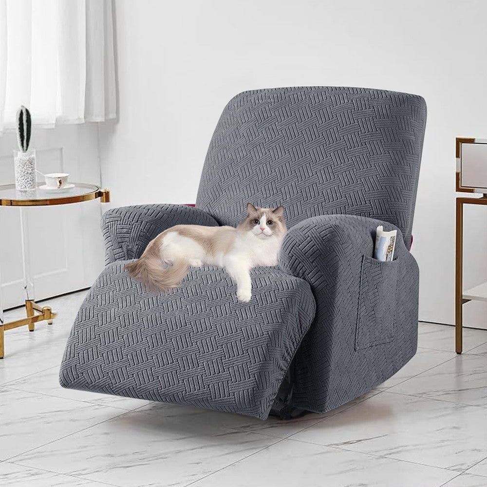 Stretch Recliner Chair Cover Jacquard Sofa Cover Slipcover - Dark Grey