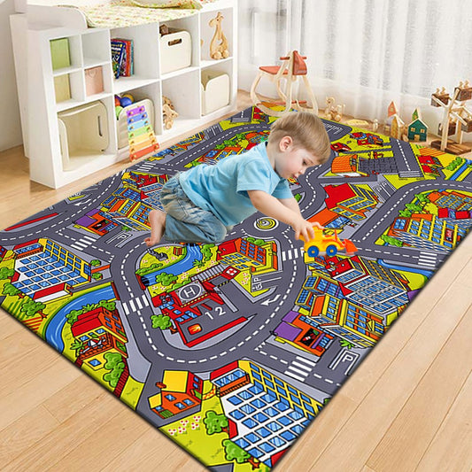 160x120cm City Road Theme Kids Play Mat Non-Slip Playroom Floor Mat - Style 1