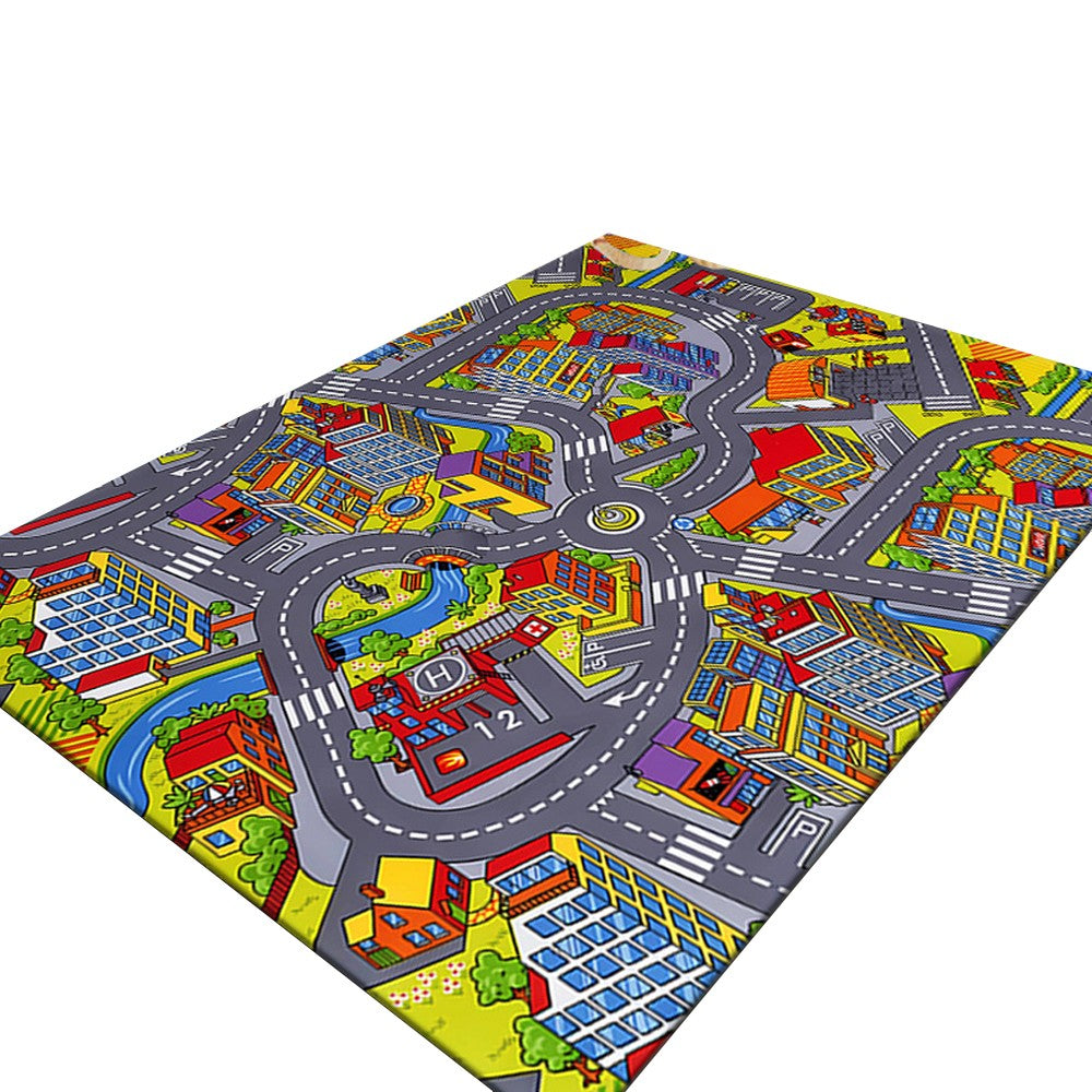 160x120cm City Road Theme Kids Play Mat Non-Slip Playroom Floor Mat - Style 1