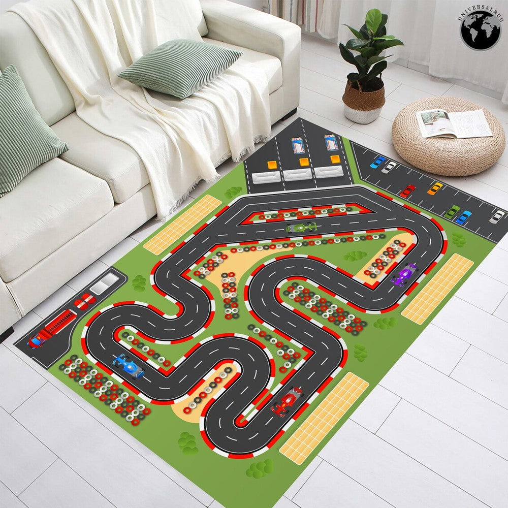120x80cm City Road Theme Kids Play Mat Non-Slip Playroom Floor Mat - Style 2