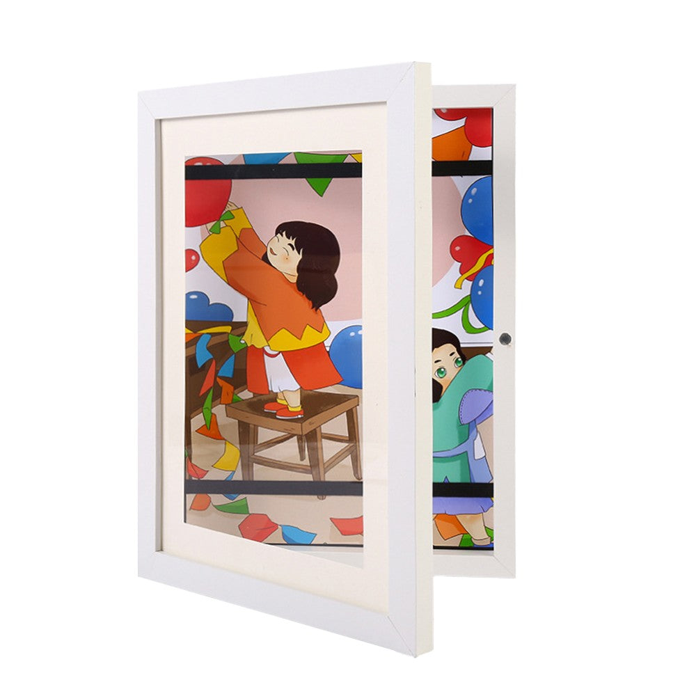 Kids Art Frame Front Opening Kids Artwork Drawings Storage Display Frame - White