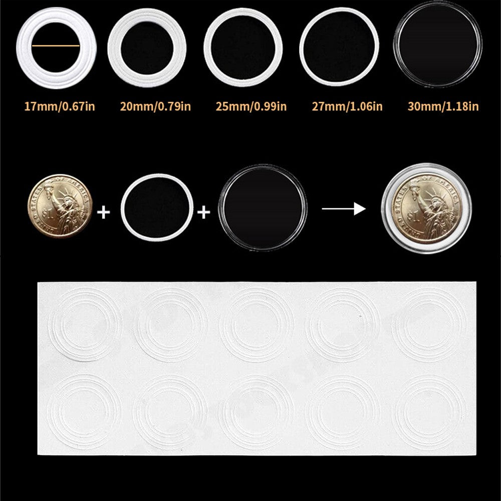 100Pcs Clear Plastic Coin Capsules with Coin Protection Box for Coin Collection