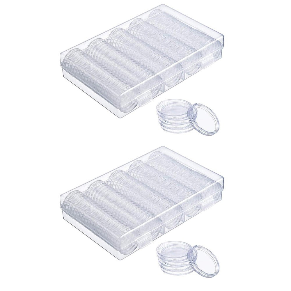 200Pcs Clear Plastic Coin Capsules with Coin Protection Box for Coin Collection