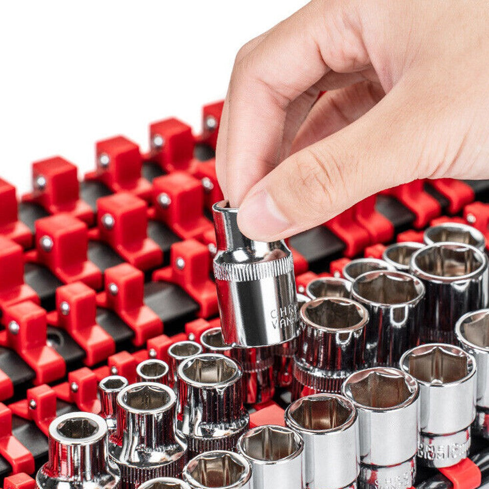 12-Piece Drive Socket Organizer Rails Sliding Socket Holders