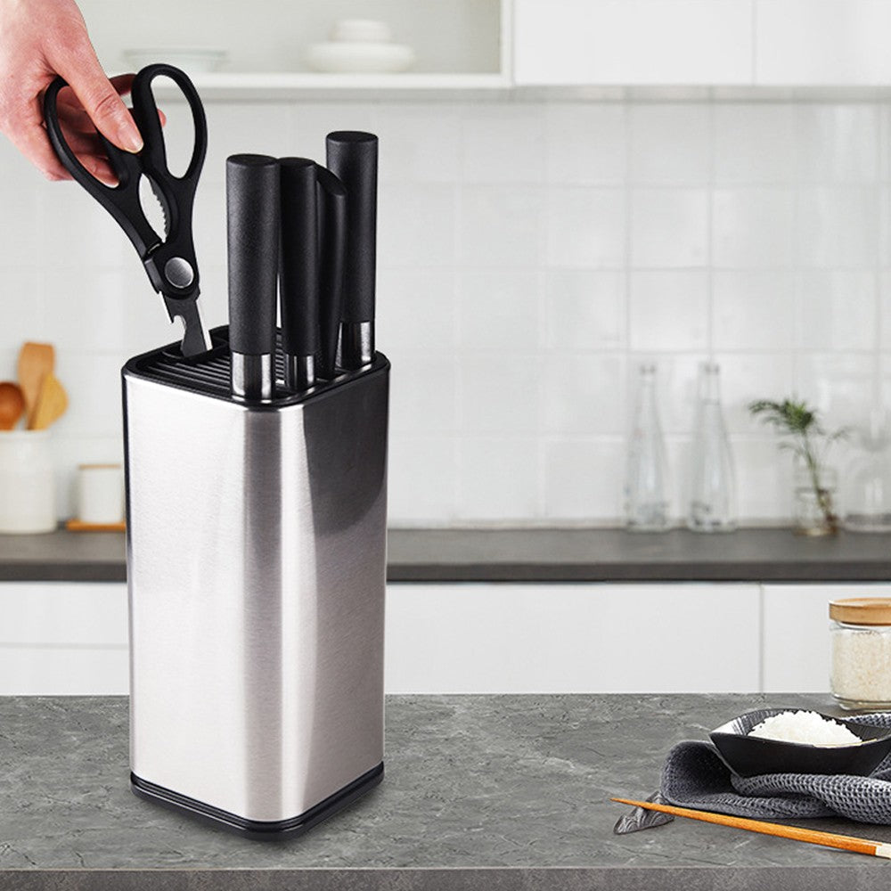 Universal Knife Block Holder Stainless Steel Knives Storage Rack Kitchen Gadget