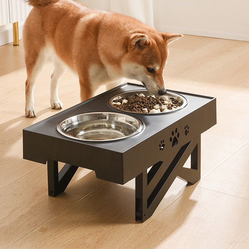 Elevated Dog Bowl Adjustable Height Raised Stand Pet Feeder with Double Bowl