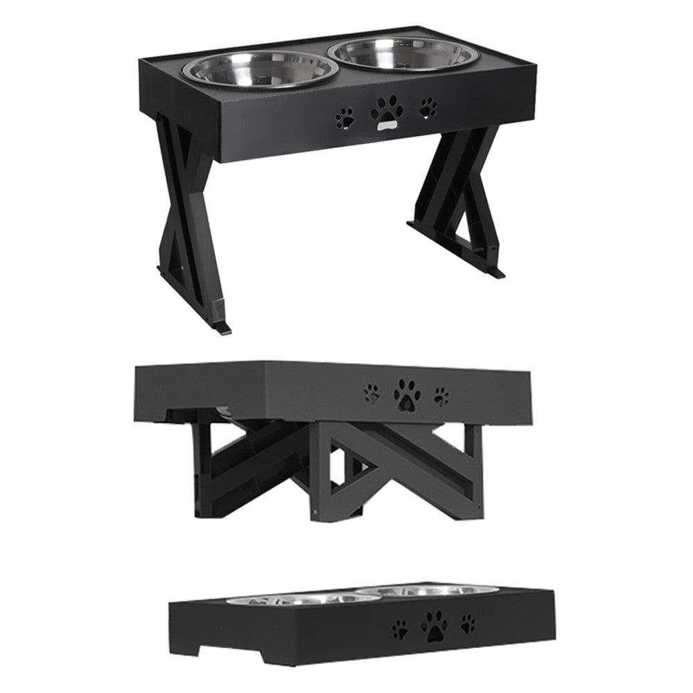 Elevated Dog Bowl Adjustable Height Raised Stand Pet Feeder with Double Bowl