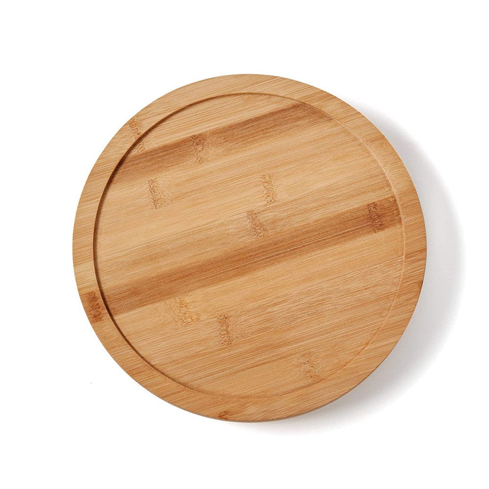 1Pc Bamboo Lazy Susan Turntable Rotating Organizer Tray Kitchen Spice Rack