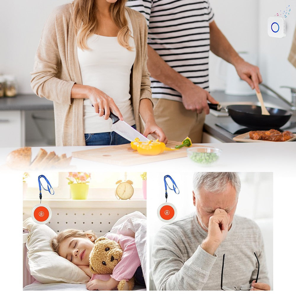 Wireless Caregiver Pager SOS Call Button for Patients Elderly Pregnant Disabled