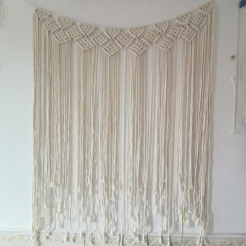 100x115cm Boho Macrame Tapestry Handmade Woven Tassel Wall Hanging Decor