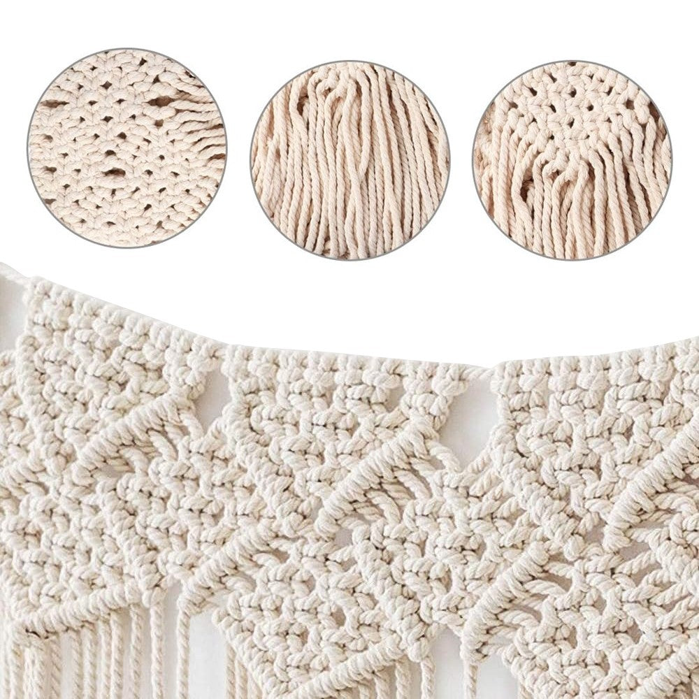 100x115cm Boho Macrame Tapestry Handmade Woven Tassel Wall Hanging Decor