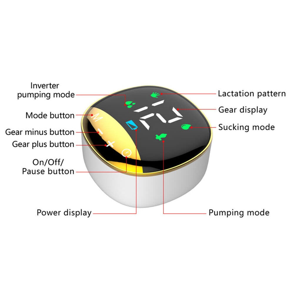 Portable Wearable Electric Breast Pump USB Rechargeable with 4 Modes - Gold