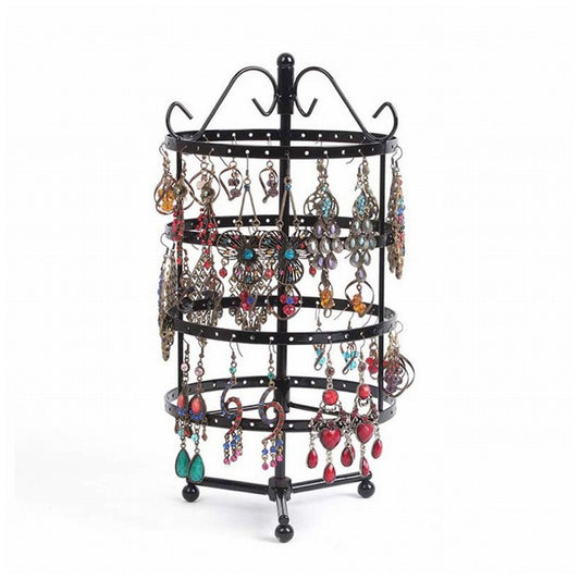 4-Tier Rotating Earring Holder 144 Holes Earring Display Hanging Rack - Black
