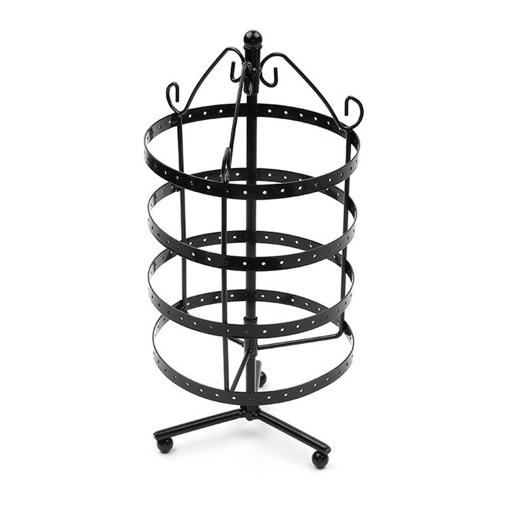 4-Tier Rotating Earring Holder 144 Holes Earring Display Hanging Rack - Black