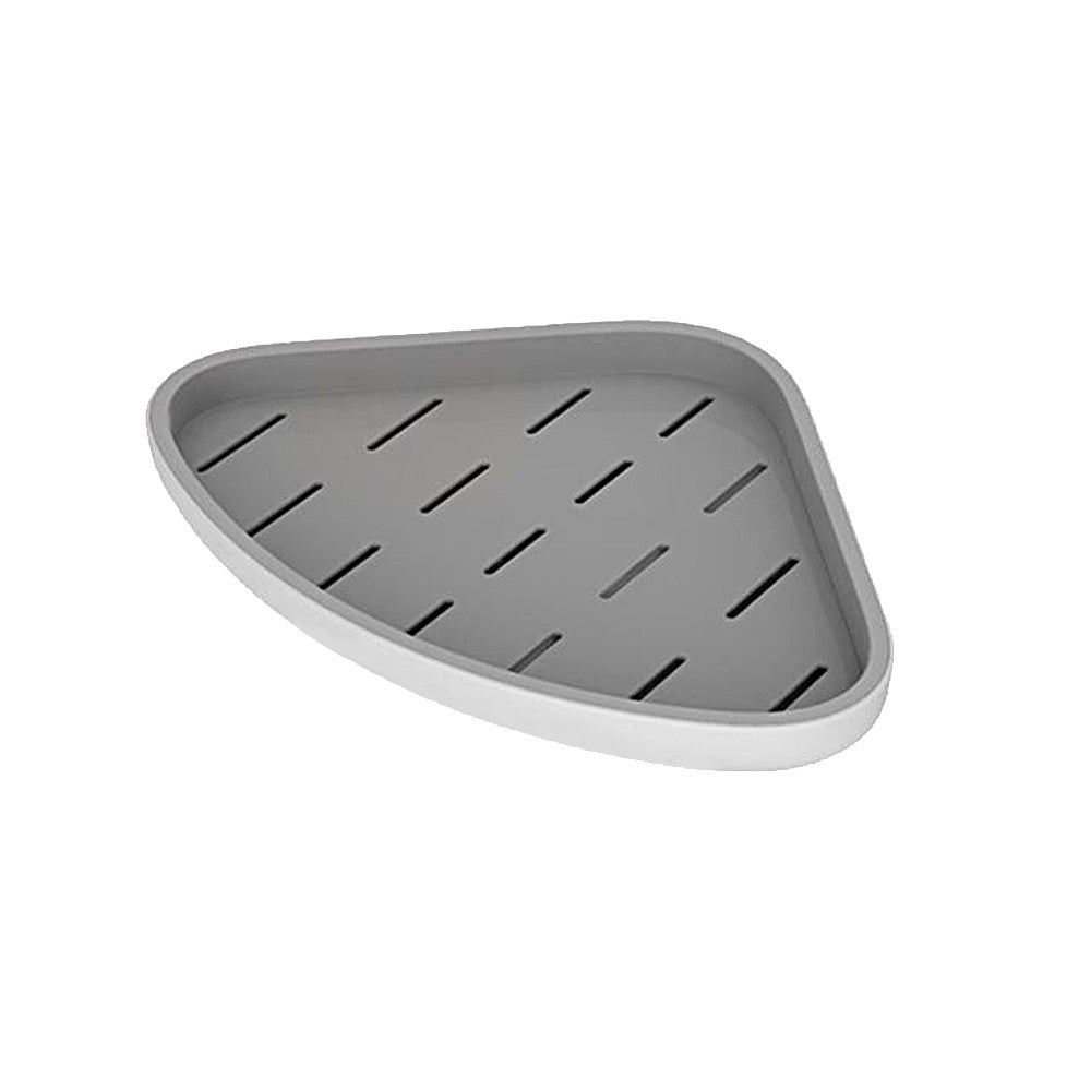 1Pc Wall Mount Bathroom Corner Shower Shelf Caddy Floating Storage Tray - Grey