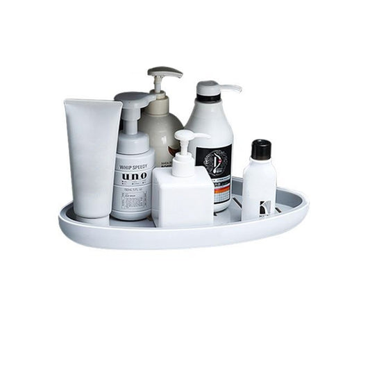 2Pcs Wall Mount Bathroom Corner Shower Shelf Caddy Floating Storage Tray - Grey