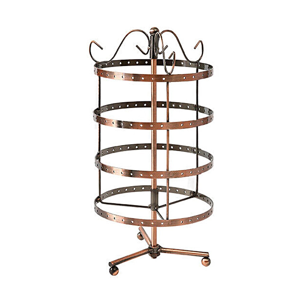 4-Tier Rotating Earring Holder 144 Holes Earring Display Hanging Rack - Brown