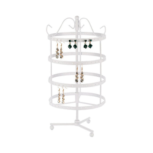 4-Tier Rotating Earring Holder 144 Holes Earring Display Hanging Rack - White