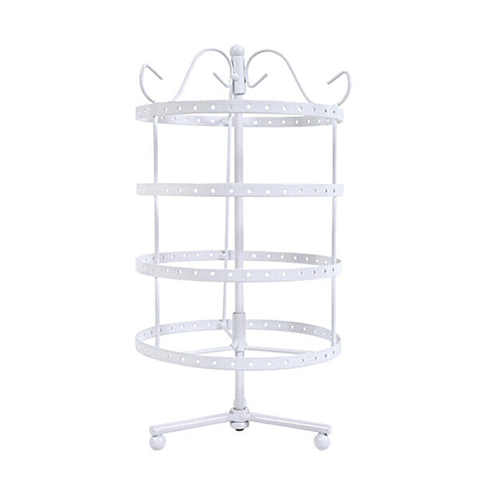 4-Tier Rotating Earring Holder 144 Holes Earring Display Hanging Rack - White