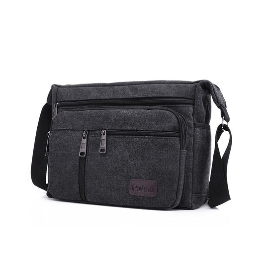 Mens Canvas Shoulder Messenger Bag Crossbody Bag Satchel Bag - Black
