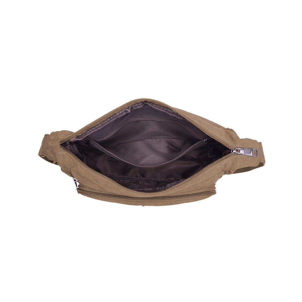 Mens Canvas Shoulder Messenger Bag Crossbody Bag Satchel Bag - Coffee