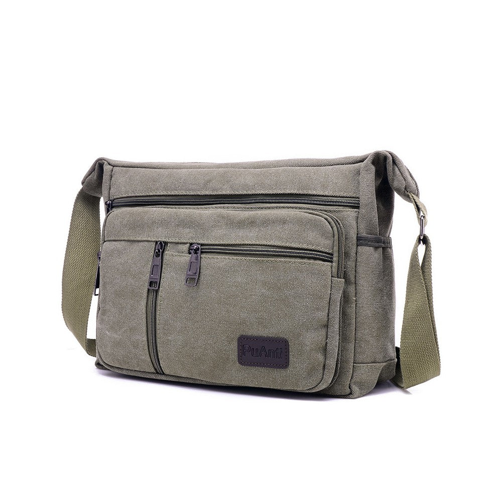Mens Canvas Shoulder Messenger Bag Crossbody Bag Satchel Bag - Green