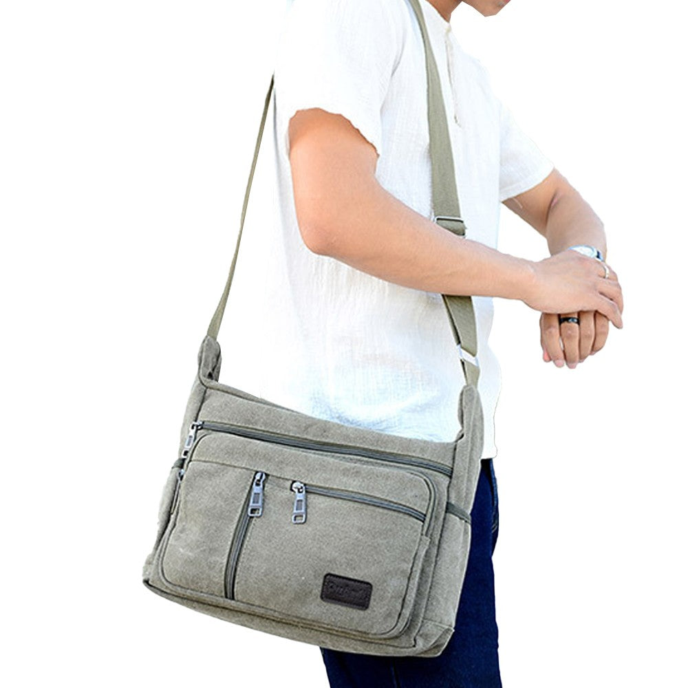 Mens Canvas Shoulder Messenger Bag Crossbody Bag Satchel Bag - Green