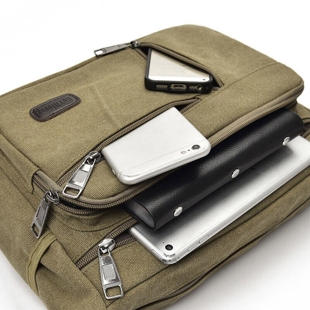 Mens Canvas Shoulder Messenger Bag Crossbody Bag Satchel Bag - Green