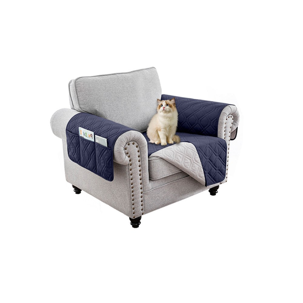 For 1-Seater Sofa Water Resistant Sofa Seat Cover Couch Slipcover - Blue